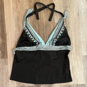 Athleta Black and Light Blue Halter Top